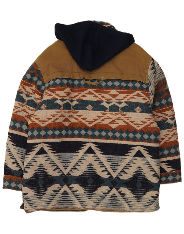 Casaco corta-vento masculino da Oil Company UK 40 grande multicolorido Fair Isle Aztec