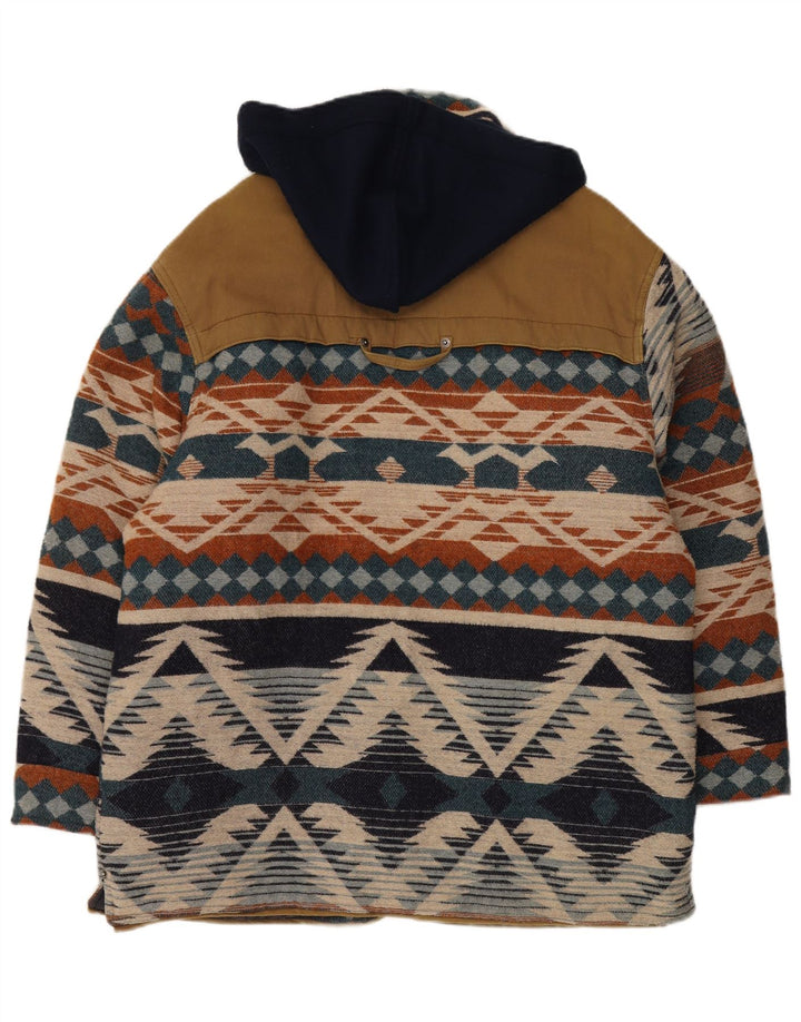 Casaco corta-vento masculino da Oil Company UK 40 grande multicolorido Fair Isle Aztec