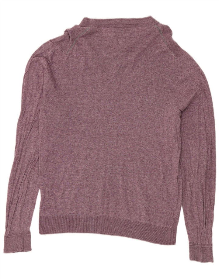Suéter masculino Marks & Spencer regular fit com decote em V roxo médio