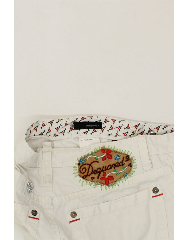 DSQUARED2 Womens Straight Casual Trousers IT 46 Large W32 L30 White Cotton Vintage Dsquared2 and Second-Hand Dsquared2 from Messina Hembry 