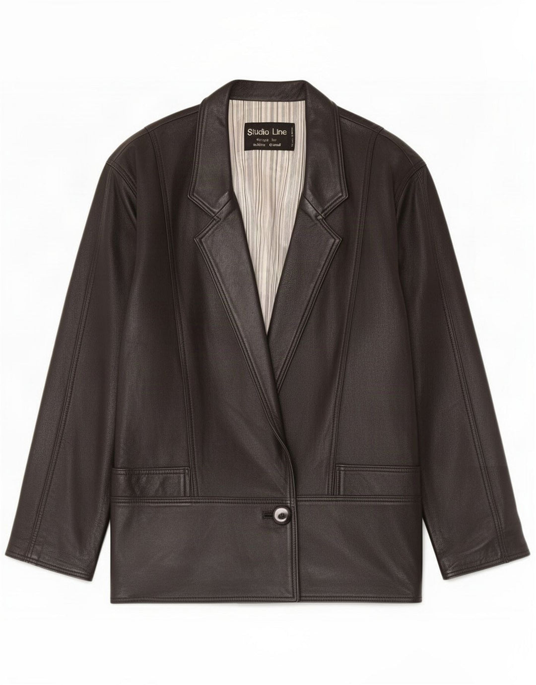 Jaqueta blazer feminina vintage de couro com 1 botão IT 40 pequena preta