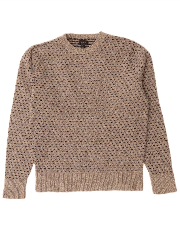 J. CREW Suéter feminino com gola canoa UK 14 cinza médio Fair Isle