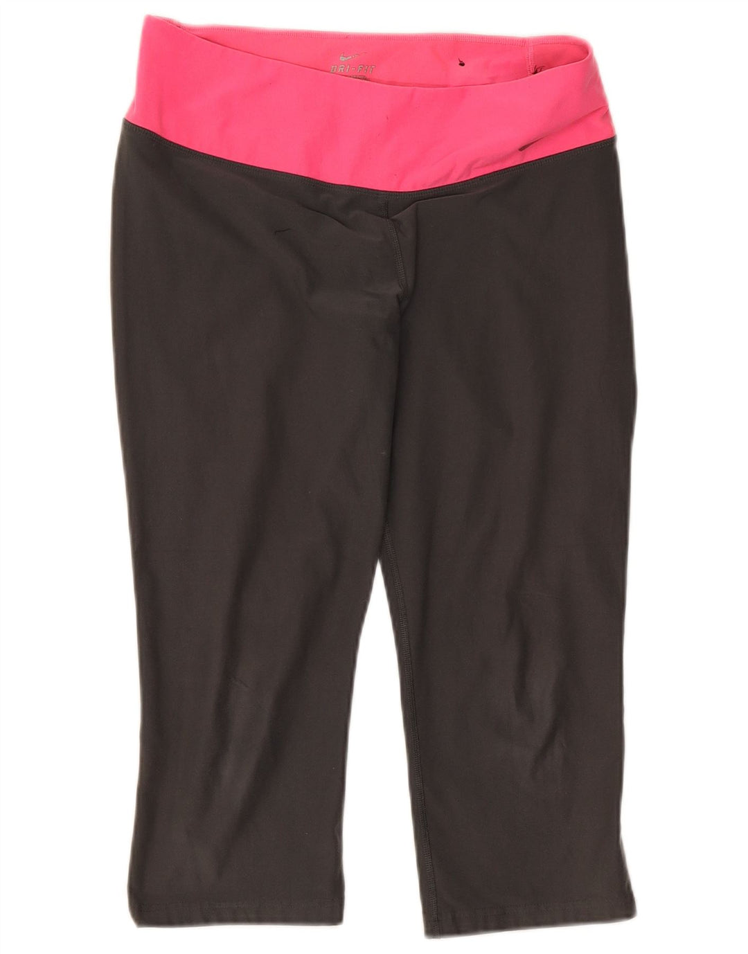 Nike Womens Dri Fit Capri Leggings UK 12 Medium Grey Colourblock Poliéster
