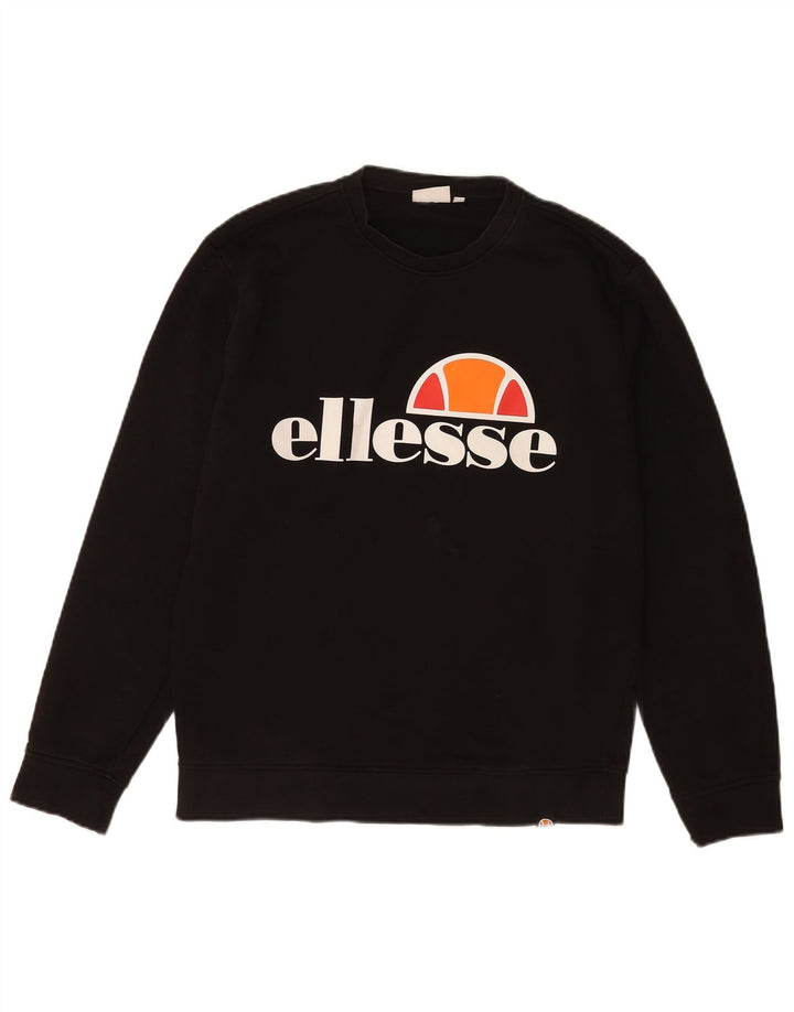 Ellesse moletom masculino gráfico jumper pequeno algodão preto
