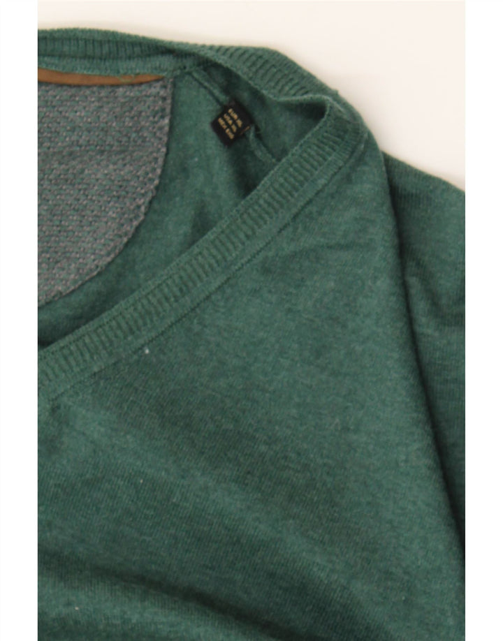 MASSIMO DUTTI Mens V-Neck Jumper Sweater XL Green Cotton Vintage Massimo Dutti and Second-Hand Massimo Dutti from Messina Hembry 