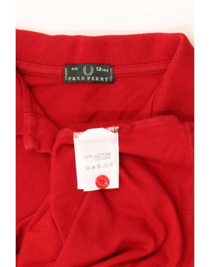 Camisa polo masculina Fred Perry 11-12 anos algodão vermelho