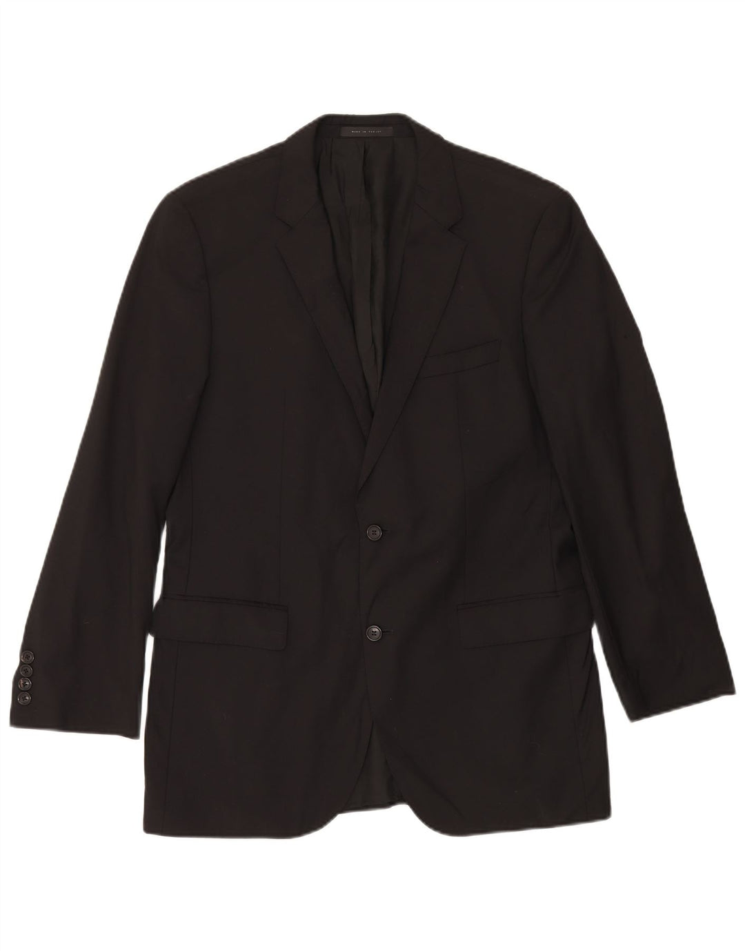 Jaqueta blazer feminina vintage com 2 botões US 40 grande lã virgem preta