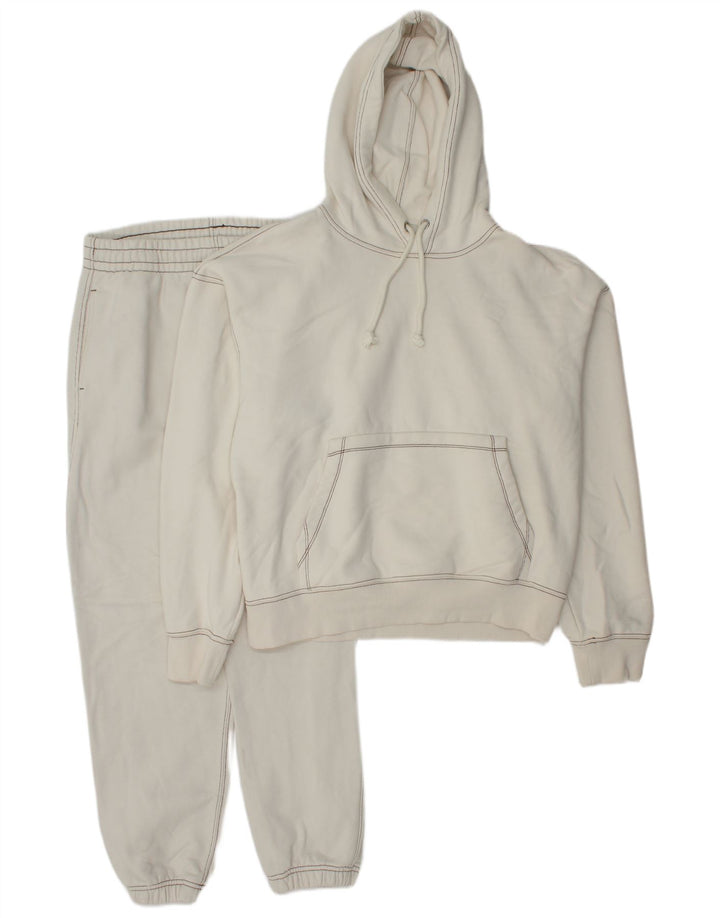 Zara Mens Hooded Full Tracksuit Médio Algodão Branco