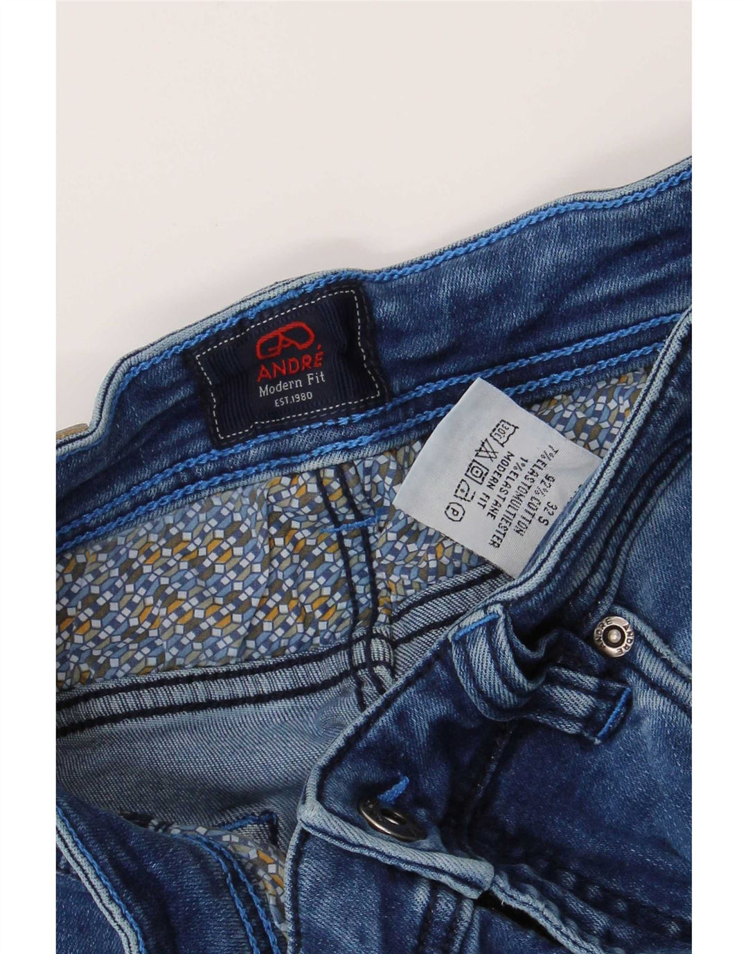 Andre Womens Modern Fit Slim Jeans W32 L29 Azul Algodão