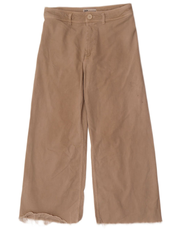 Calça feminina casual Zara The Marine perna larga EU 44 grande W34 L28 bege