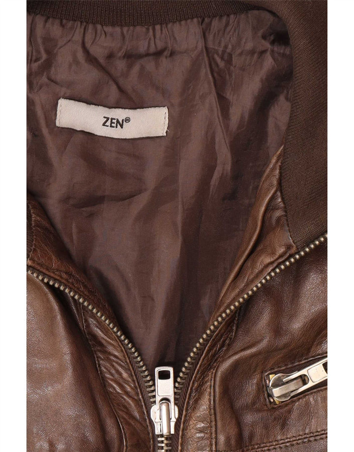 Jaqueta de couro masculina Zen UK 40 grande couro marrom