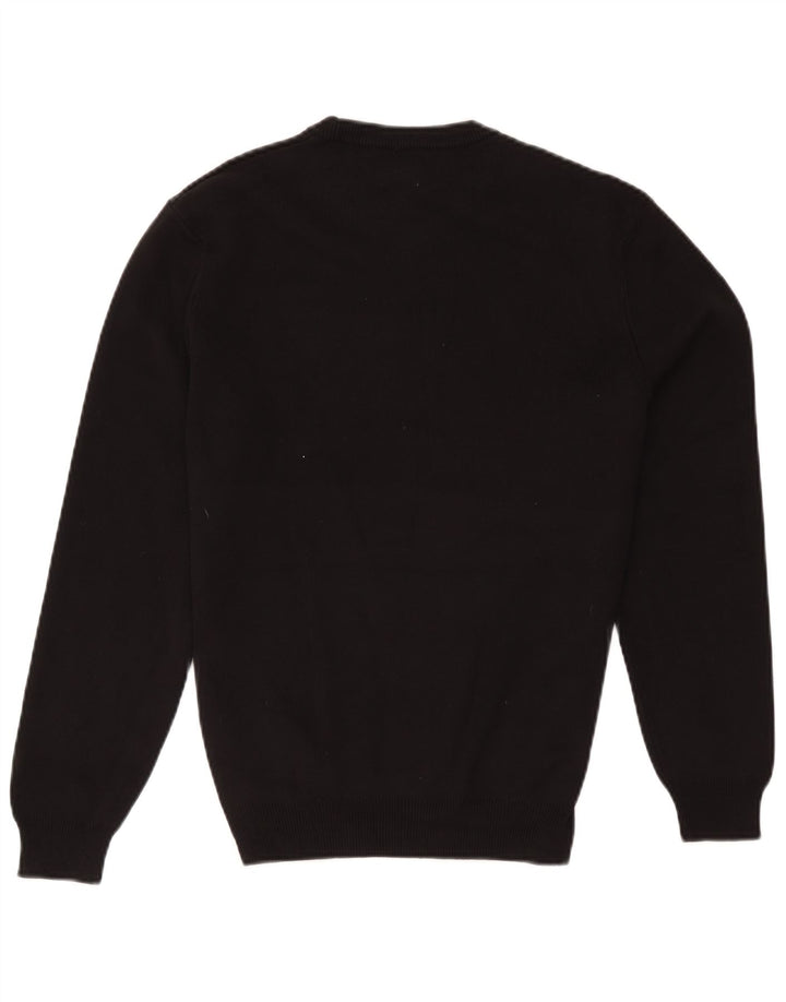 Zara Suéter masculino com gola redonda, algodão preto médio