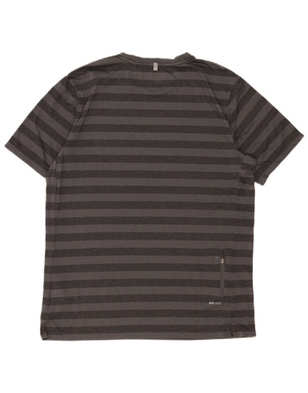 Camiseta masculina Nike Dri Fit grande poliéster listrado cinza