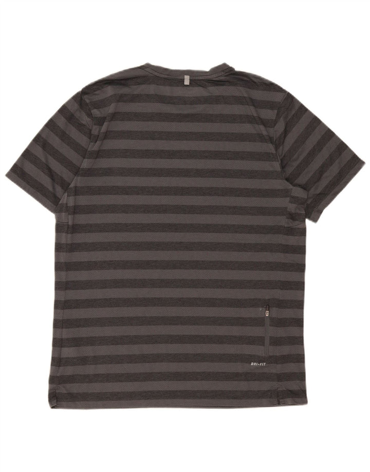 Camiseta masculina Nike Dri Fit grande poliéster listrado cinza