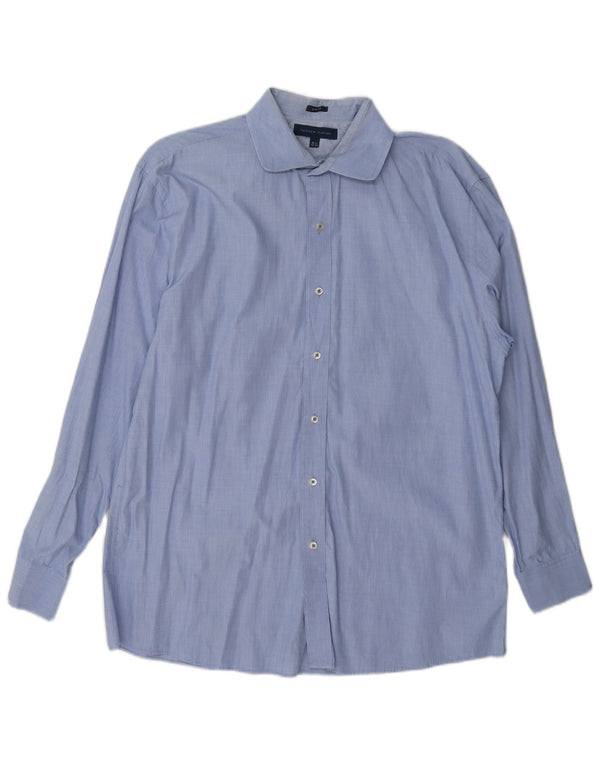 Camisa masculina Tommy Hilfiger Slim Fit tamanho 16 1/2 grande algodão azul