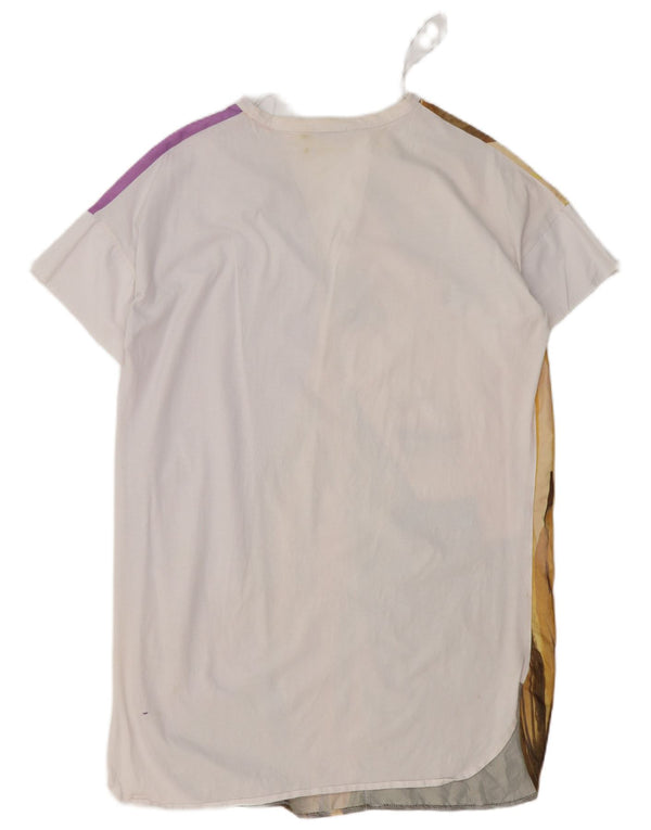 Vestido feminino Zara Oversized Shift UK 10 pequeno bloco colorido branco