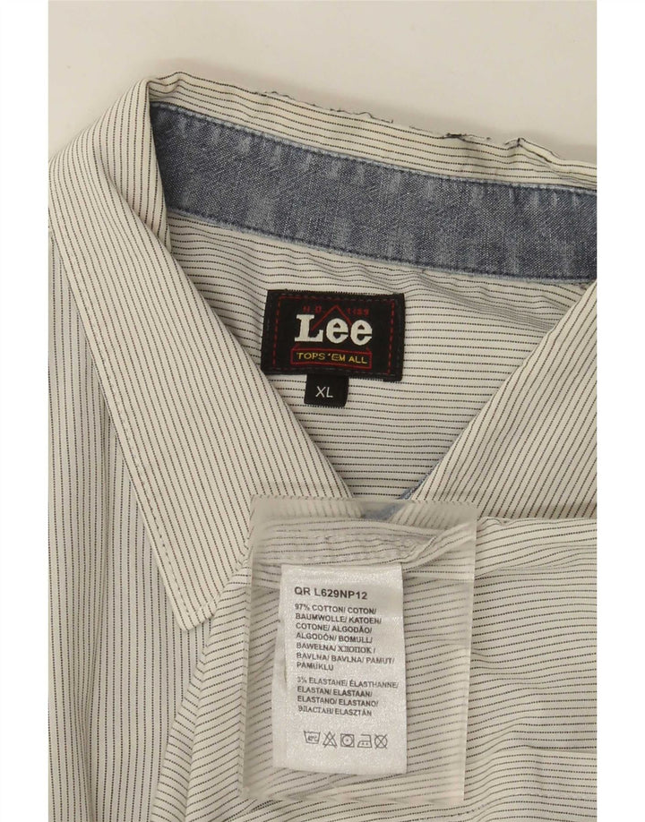 Camisa masculina Lee XL listrada branca de algodão