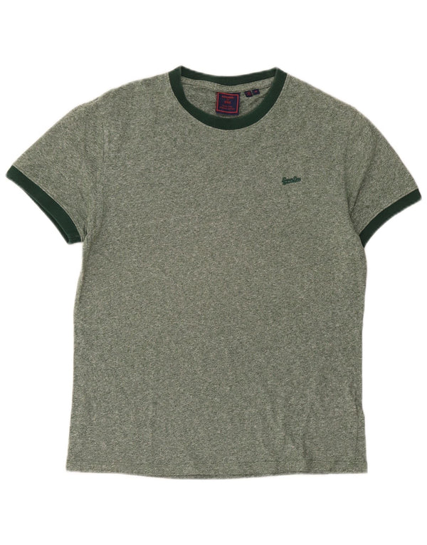 Camiseta masculina Superdry Top médio algodão manchado verde
