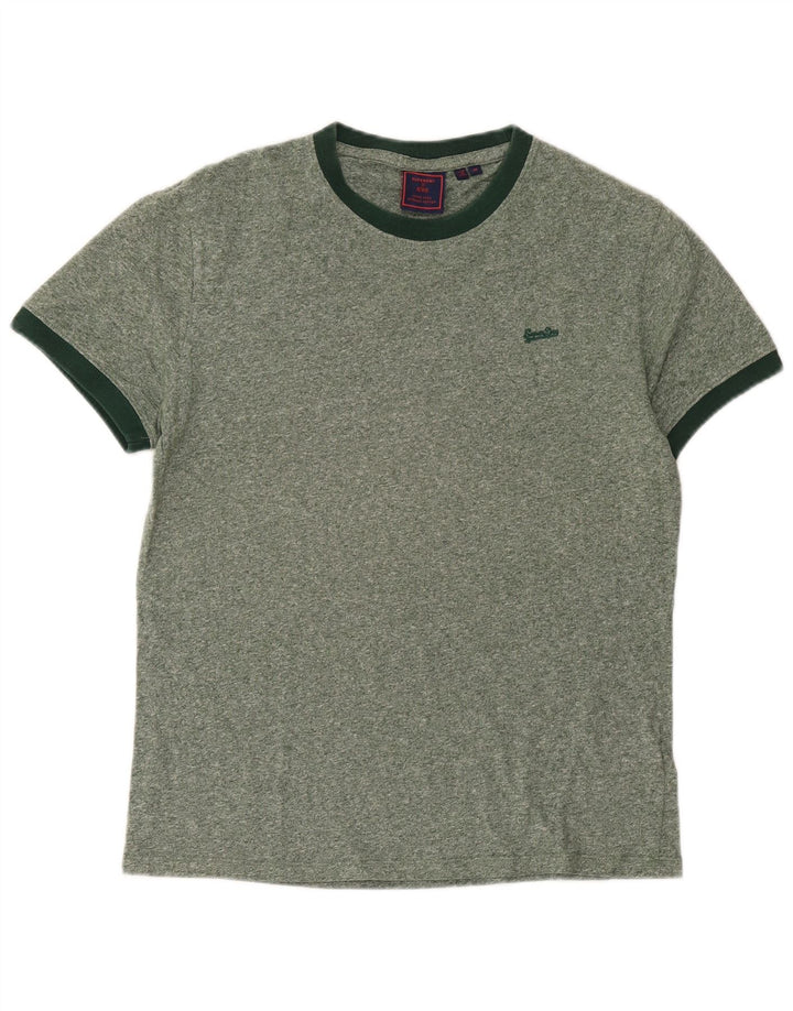 Camiseta masculina Superdry Top médio algodão manchado verde