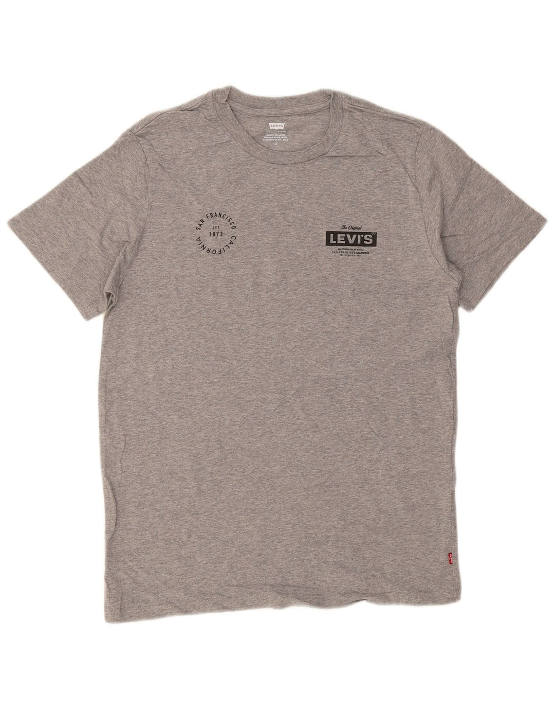Camiseta gráfica masculina LEVI'S Top algodão manchado cinza médio