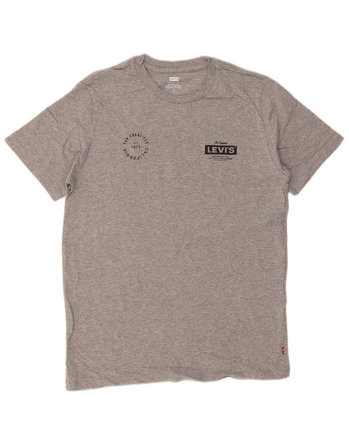 Camiseta gráfica masculina LEVI'S Top algodão manchado cinza médio