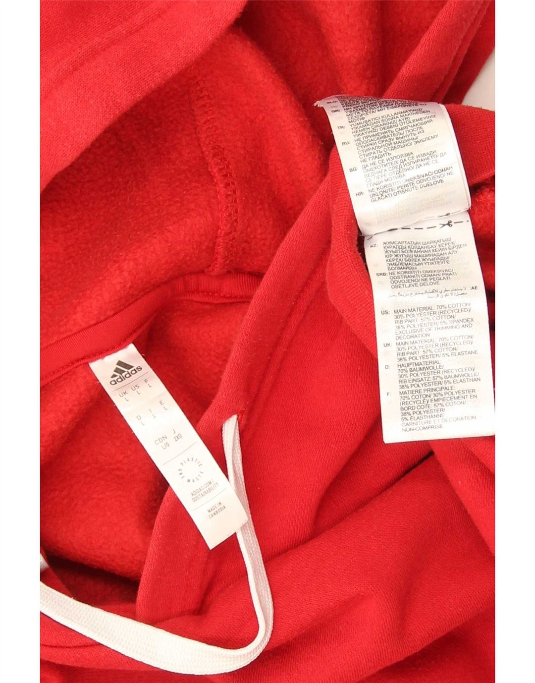Adidas Mens Hoodie Jumper Grande Algodão Vermelho