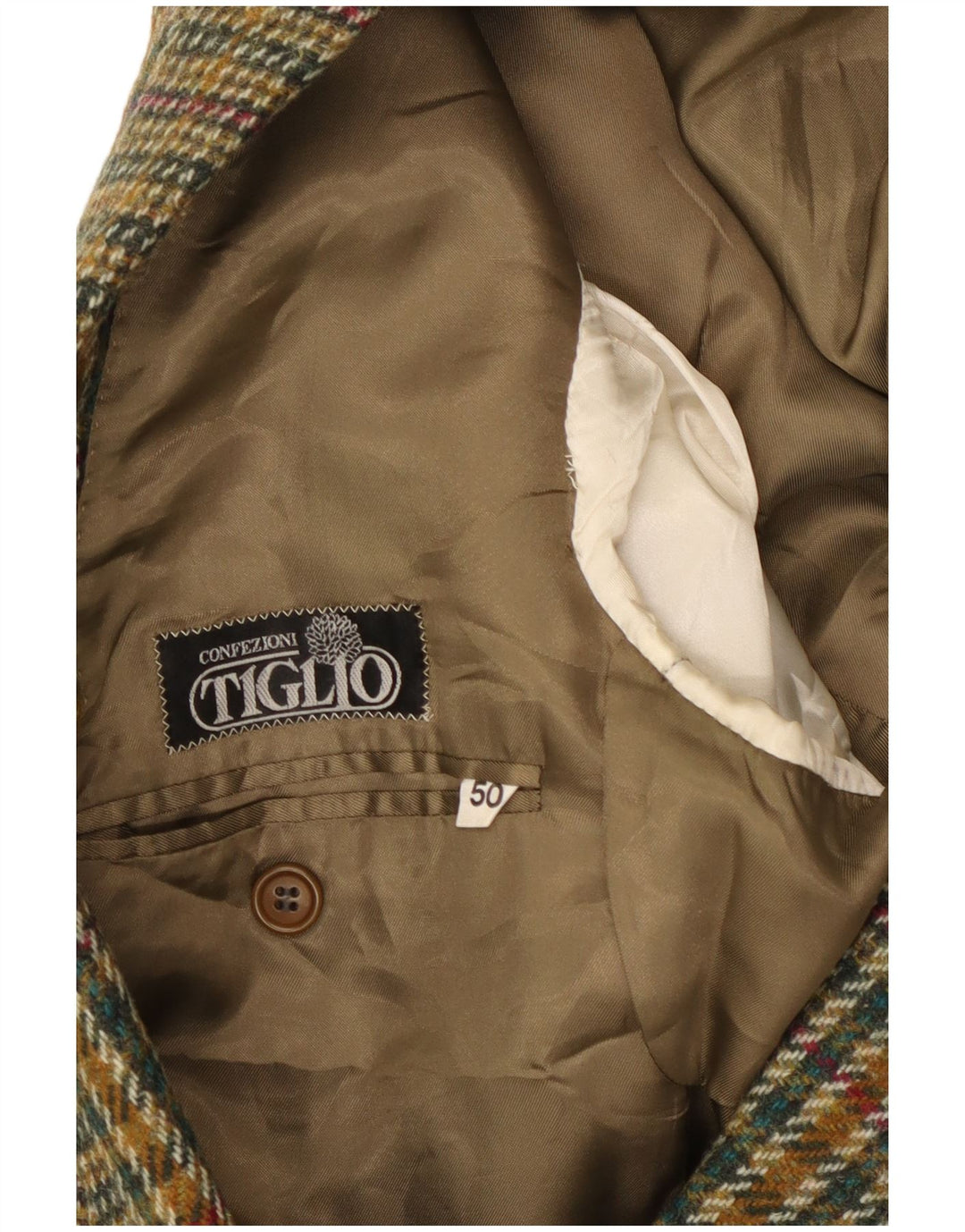 Jaqueta blazer masculina Tiglio com 2 botões IT 50 grande xadrez verde