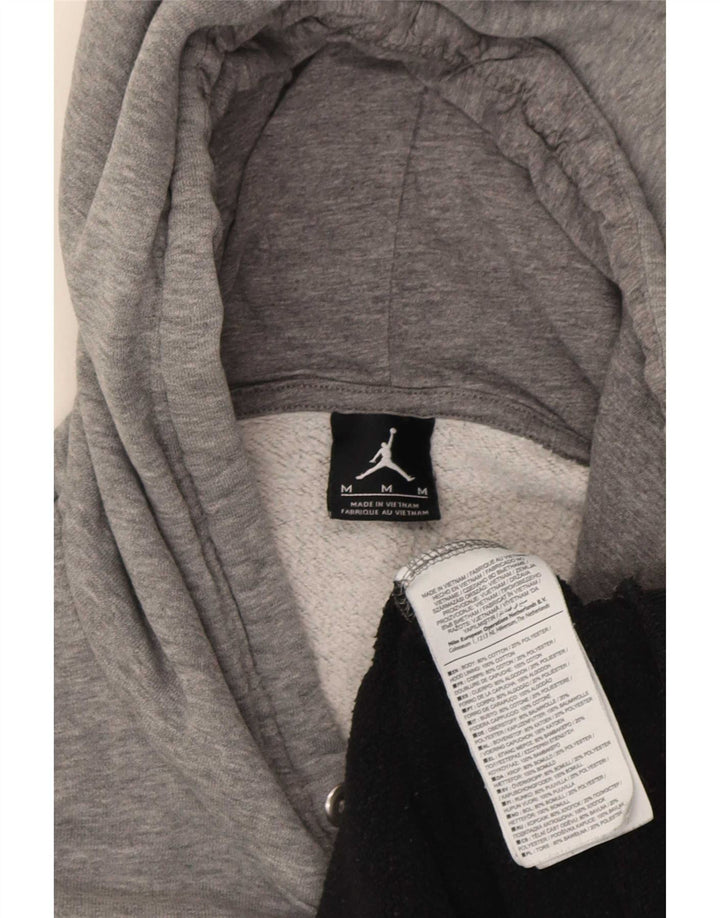 Jordan Mens Graphic Hoodie Jumper Médio Cinza Colorblock Algodão