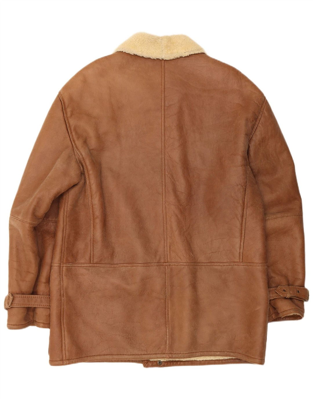 Jaqueta Vintage Masculina de Shearling IT 52 XL Bege Shearling
