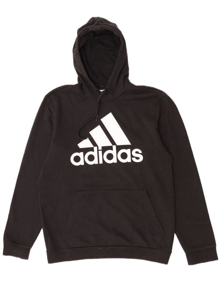 Adidas masculino gráfico moletom com capuz médio algodão preto