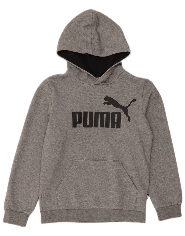 Jumper com capuz gráfico PUMA Boys 11-12 anos algodão cinza