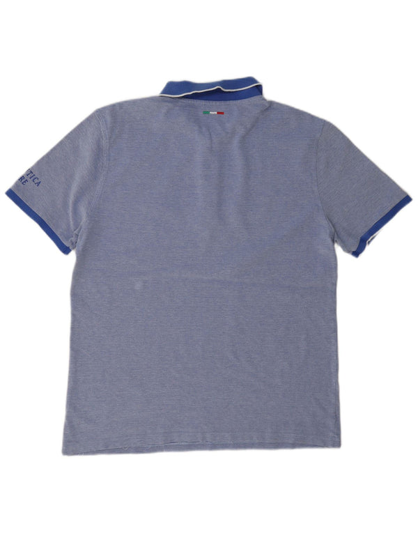 Camisa polo masculina Aeronautica Militare XL algodão manchado azul