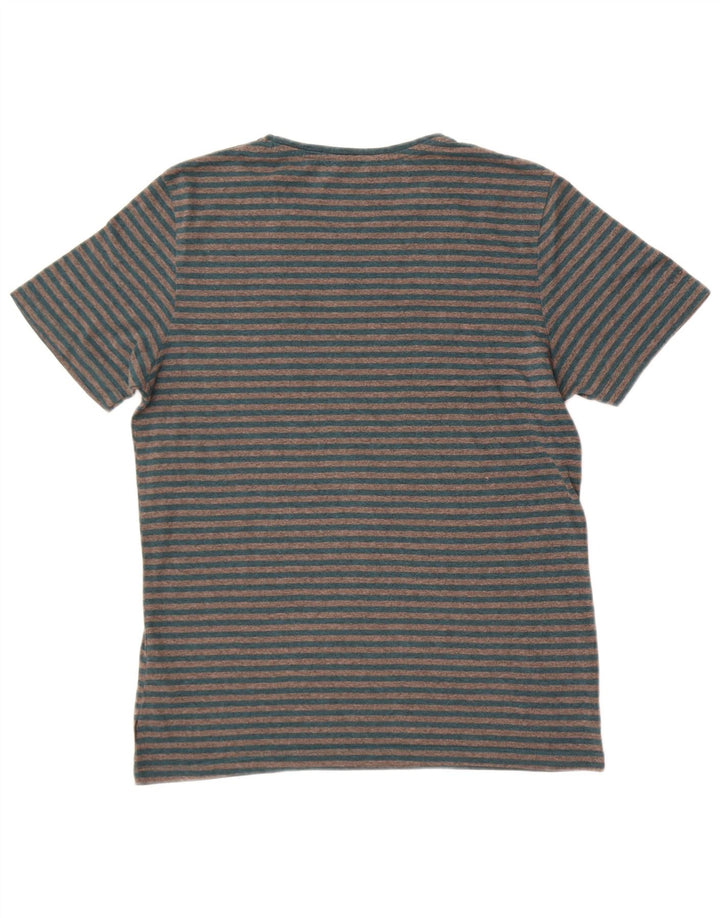 Camiseta masculina Jack & Jones Top cinza médio listrado algodão