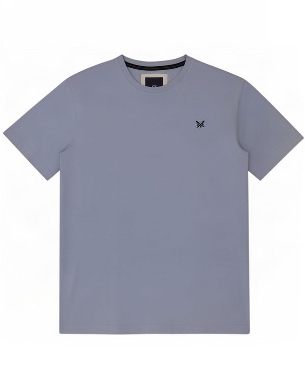 Camiseta masculina Crew Clothing Top algodão azul médio