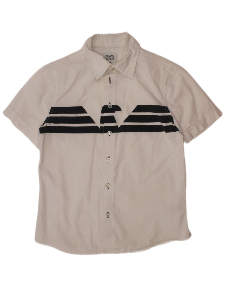 Camisa gráfica Armani Junior Boys de manga curta 9-10 anos listrada branca
