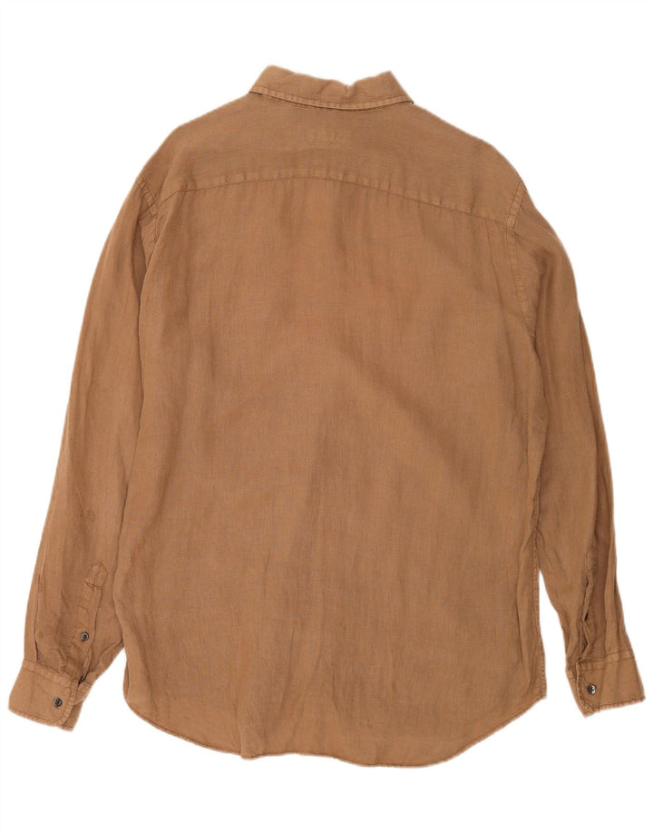 Camisa masculina Fay tamanho 40 15 3/4 linho bege médio