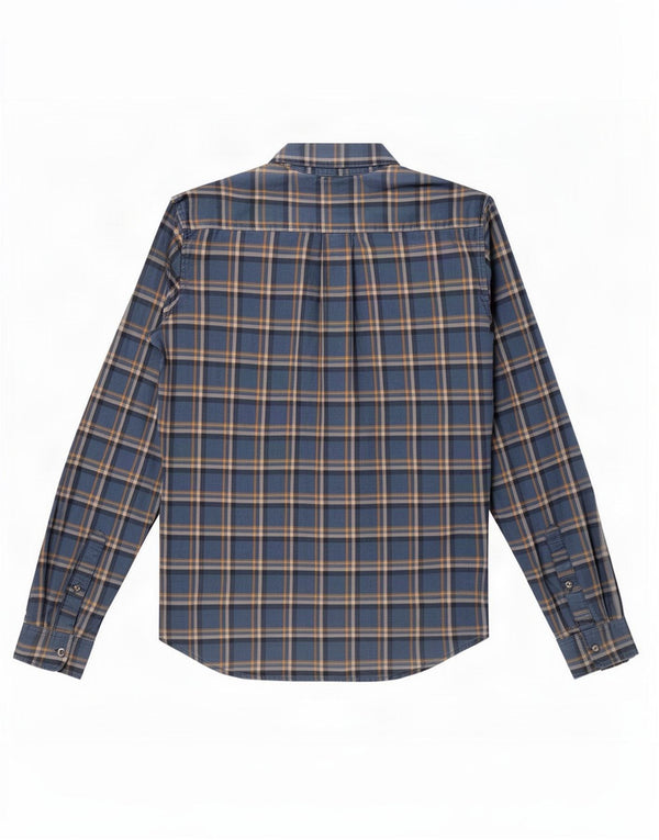 Camisa masculina de flanela de ajuste clássico Eddie Bauer de algodão xadrez azul médio