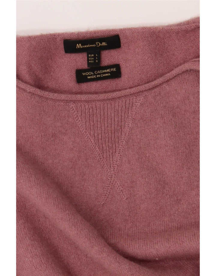 Suéter masculino Massimo Dutti com gola canoa grande de lã rosa