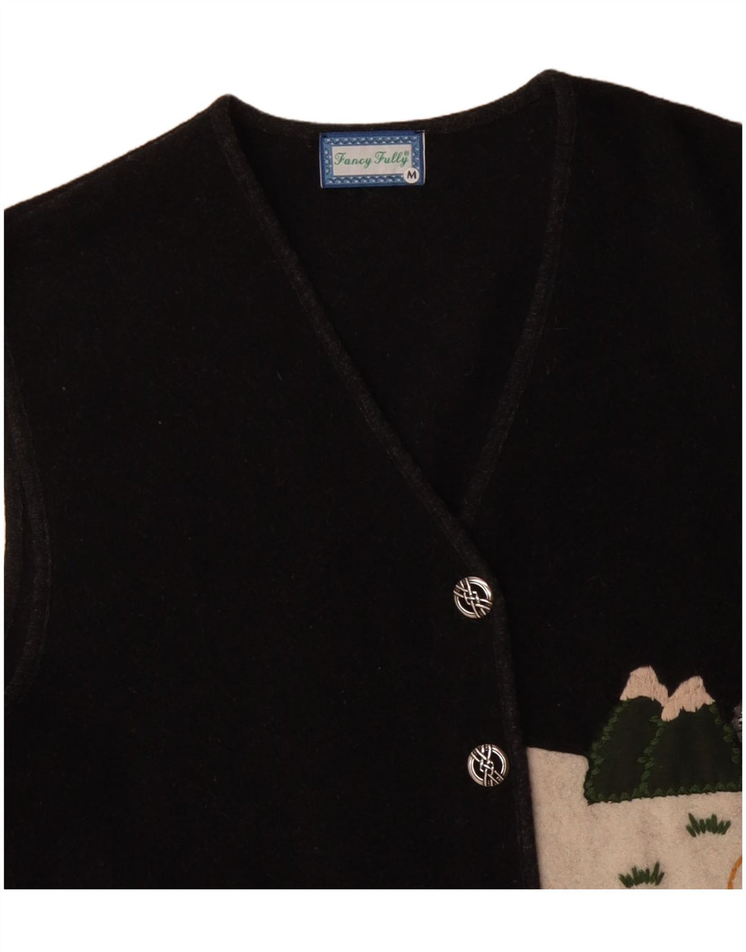 Fancy Fully Womens Graphic Gilet UK 14 Lã Colourblock Cinza Médio