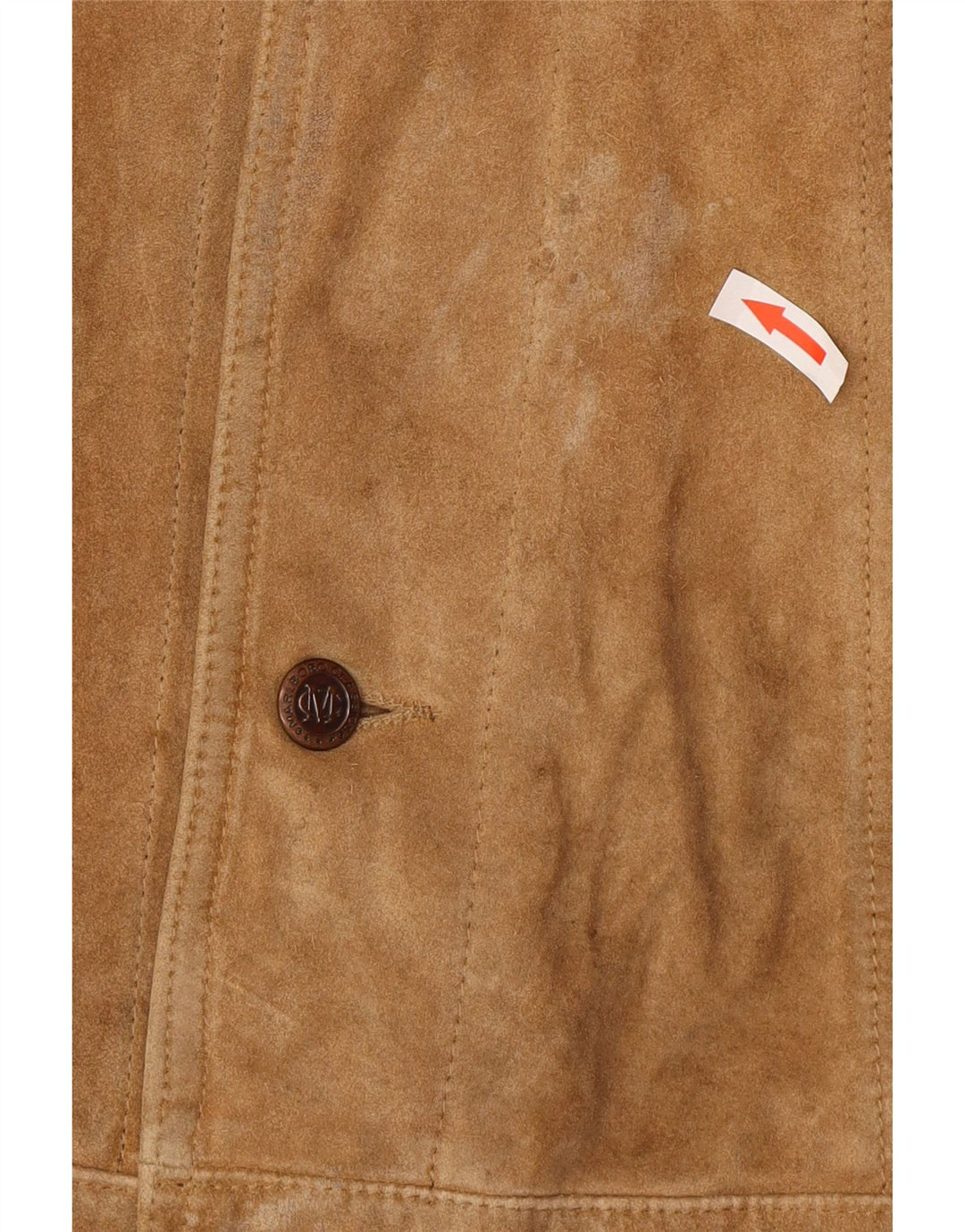 Jaqueta masculina de camurça Marlboro Classics UK 40 grande couro bege