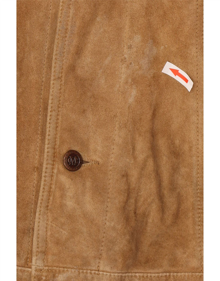 Jaqueta masculina de camurça Marlboro Classics UK 40 grande couro bege