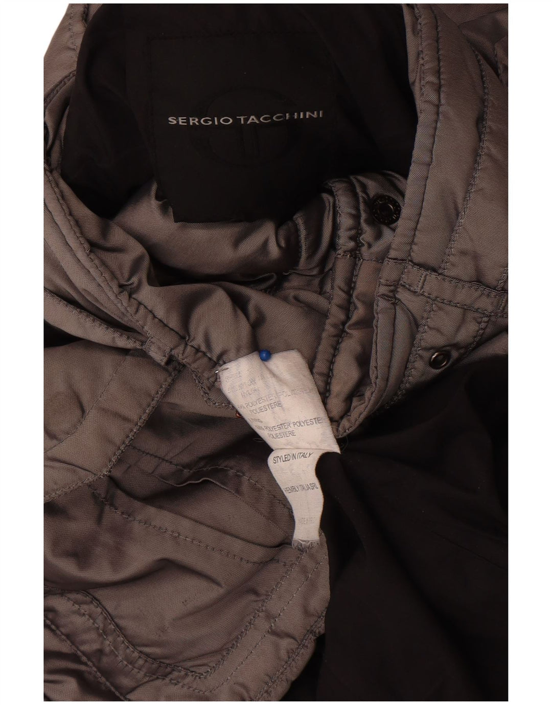 Jaqueta militar feminina Sergio Tacchini UK 8 pequena cinza nylon