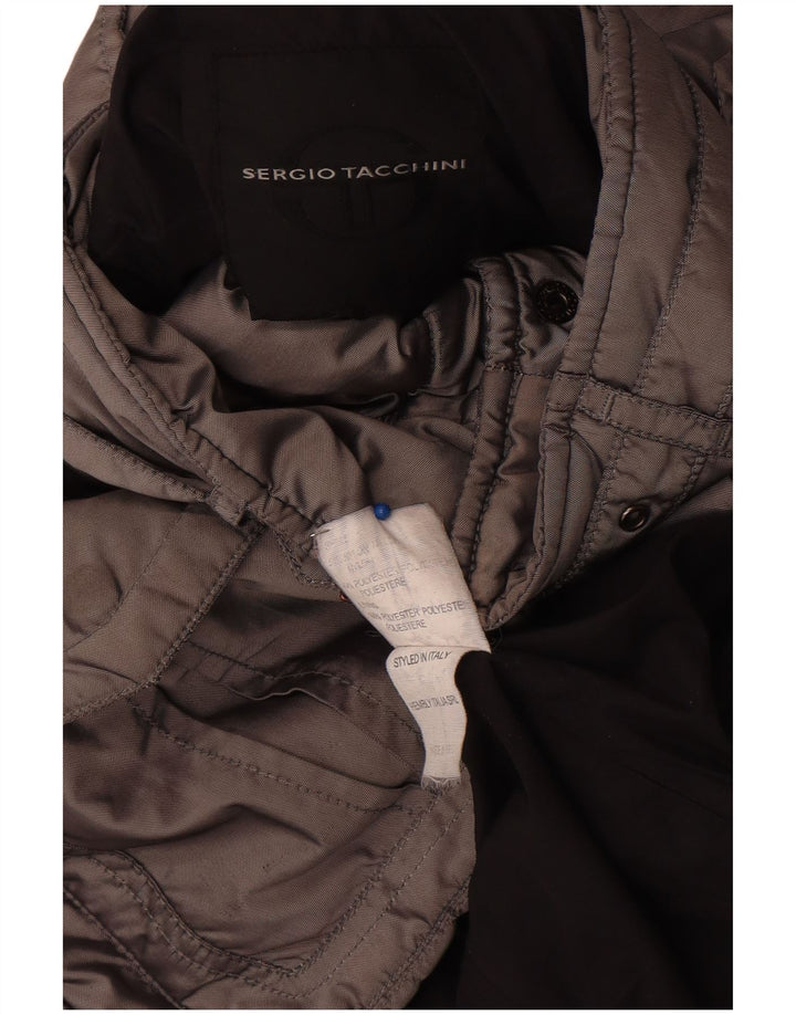 Jaqueta militar feminina Sergio Tacchini UK 8 pequena cinza nylon