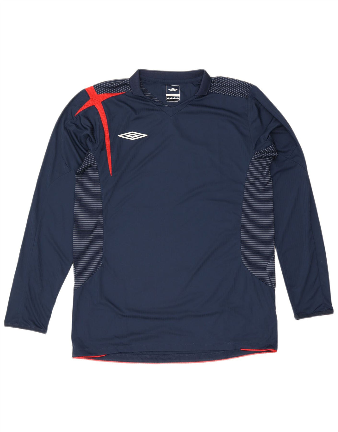 Top masculino Umbro de manga comprida médio poliéster listrado azul marinho