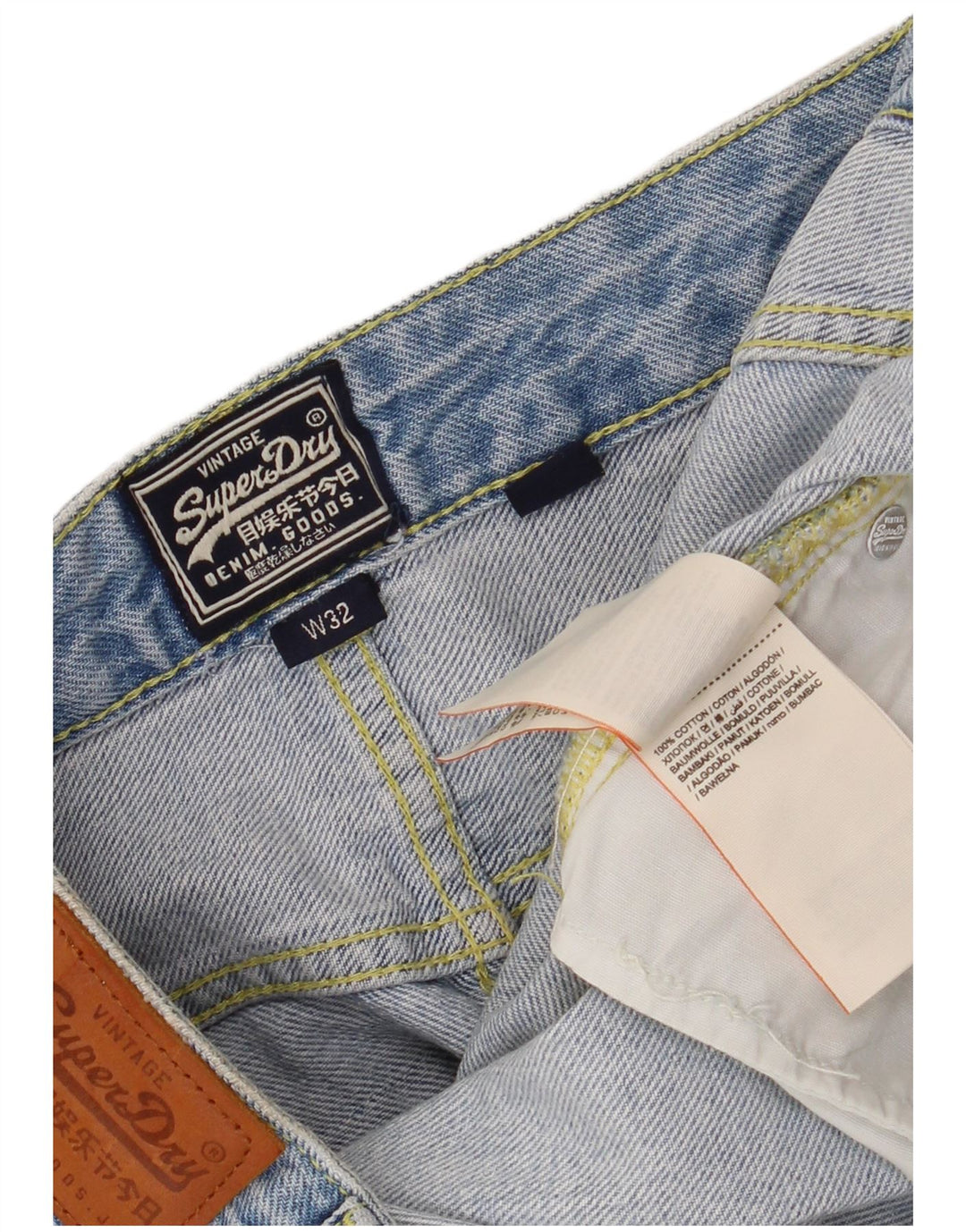 Mini saia jeans feminina SUPERDRY cintura baixa W32 grande algodão azul