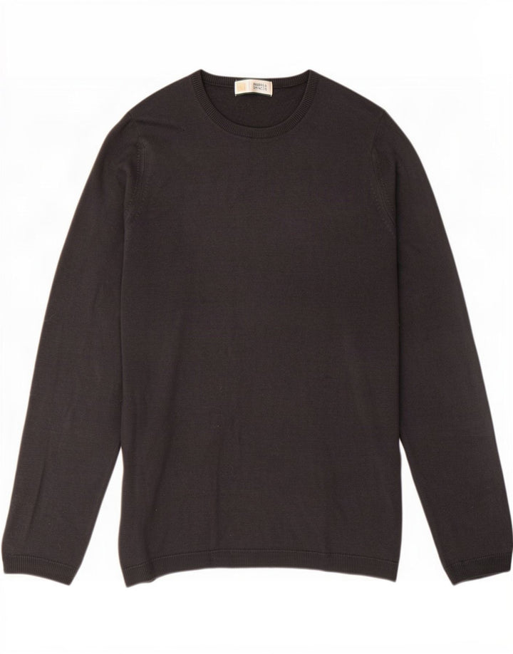 Suéter masculino Marks & Spencer com gola redonda, pequeno acrílico azul marinho