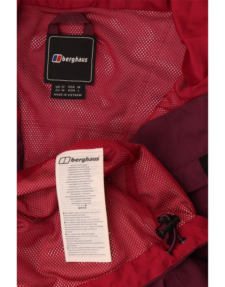 Jaqueta de chuva feminina com capuz Berghaus UK 12 poliamida Borgonha média