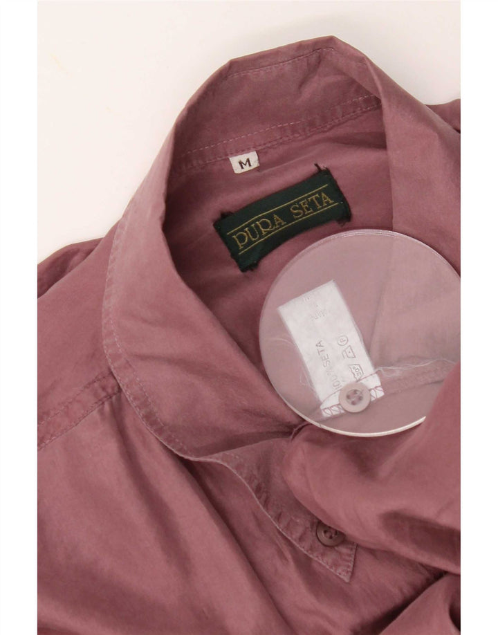 Camisa masculina vintage média de seda cor de vinho