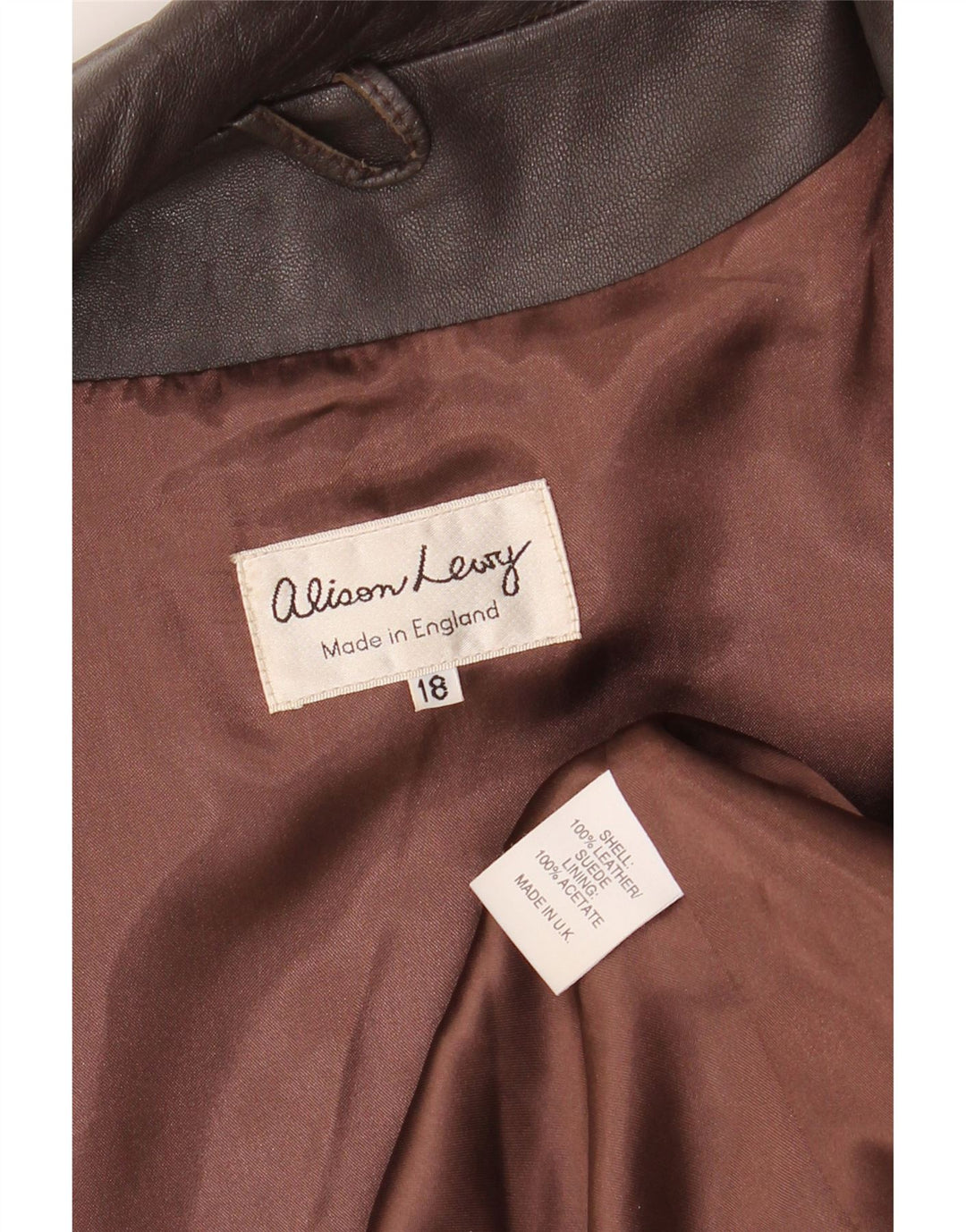 Jaqueta blazer feminina vintage de couro com 3 botões Reino Unido 18 XL couro marrom