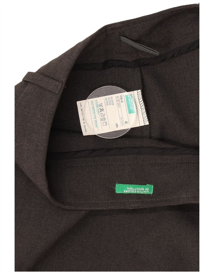 Saia Midi Reta Feminina Benetton IT 40 Pequena W26 Poliéster Cinza